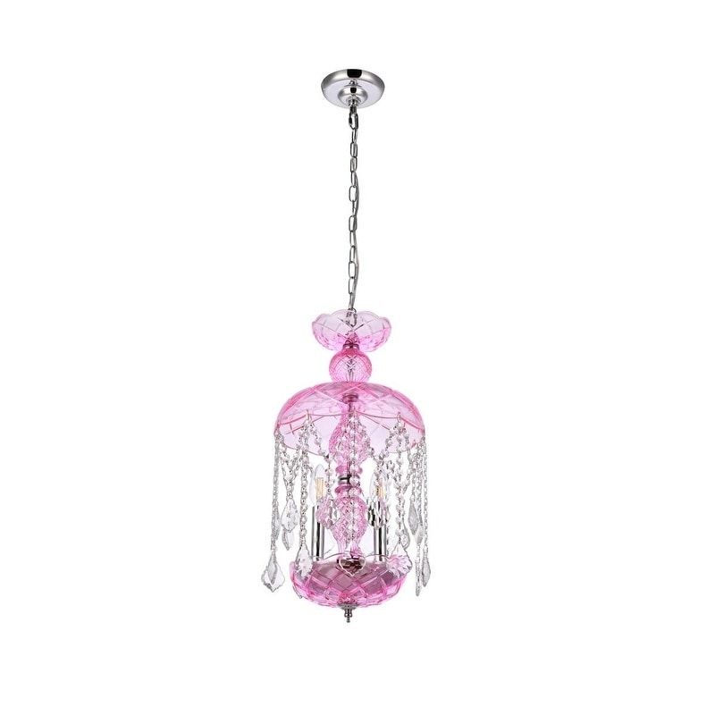 Pink Royal Cut Crystals Lantern Chandeliers Throughout Well Known Rococo 3 Light 11 In (View 3 of 15)
