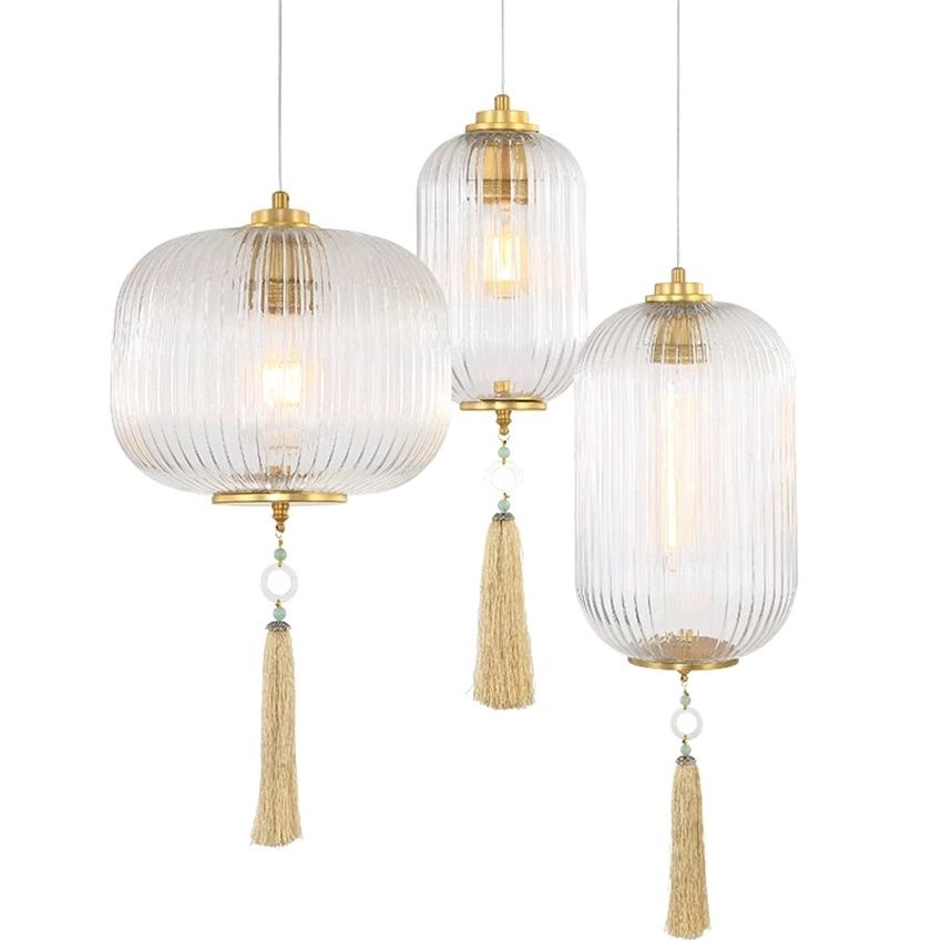 Popular Chinese Transparent Glass Lantern Pendant Lights Retro Living Room Art  Lamps Study Tea Room Restaurant Hanging Lights Fixtures (View 5 of 15)