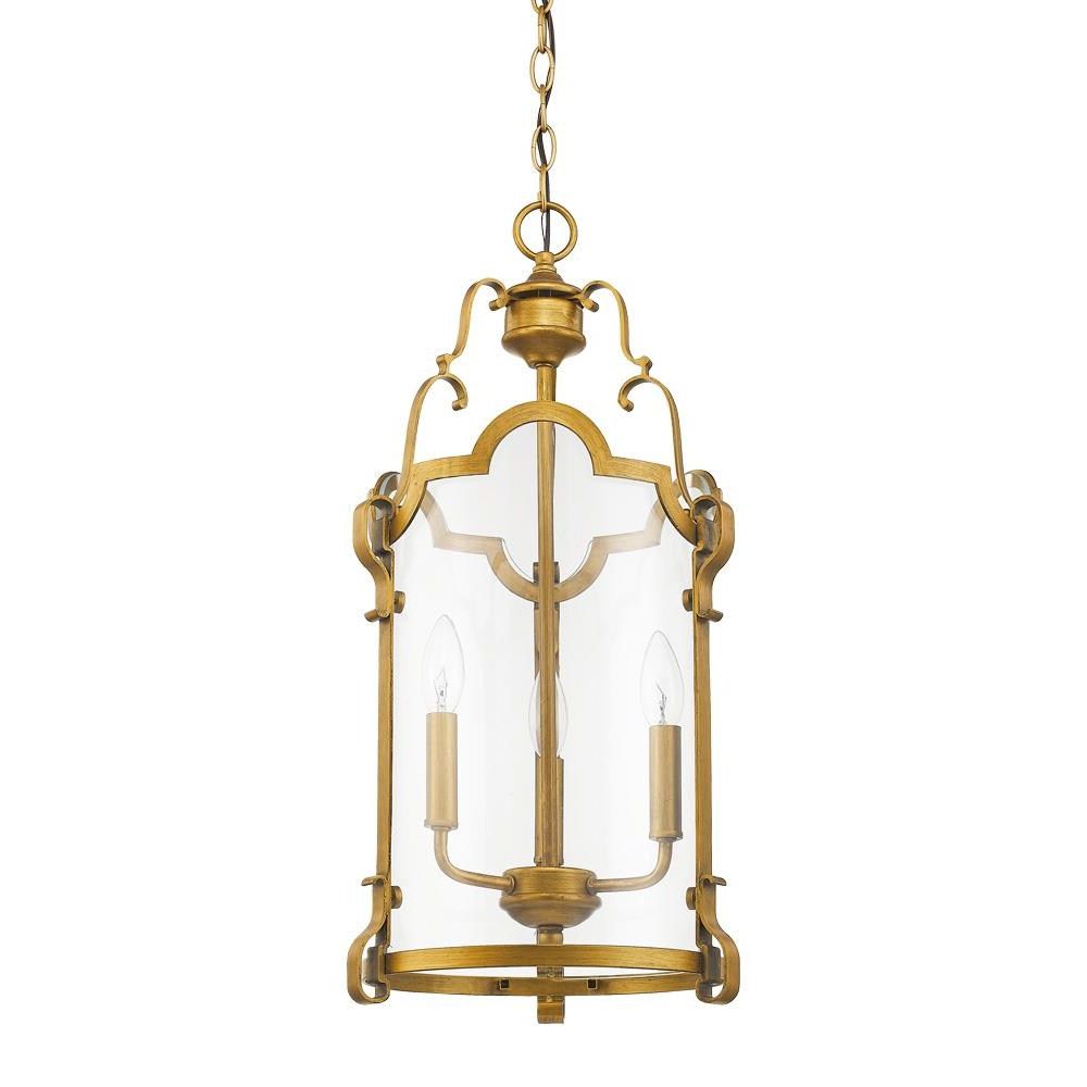 Preferred Acclaim Lighting Elizabeth 3 Light Antique Gold Mid Century Lantern Pendant  Light In The Pendant Lighting Department At Lowes Within Antique Gold Lantern Chandeliers (View 7 of 15)