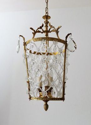 Preferred Italian Crystal Lantern Chandeliers Regarding Vintage Italian Crystal Pendant Lamp Or Lantern With Bronze Frame, 1950s In  Vendita Su Pamono (View 1 of 15)