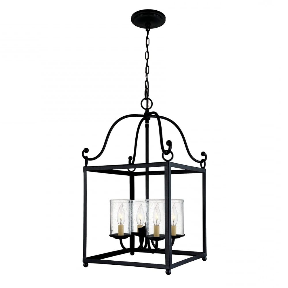Preferred Large Hall Lantern With Forged Wrought Iron Frame And 4 Candle Lights Pertaining To Forged Iron Lantern Chandeliers (View 2 of 15)