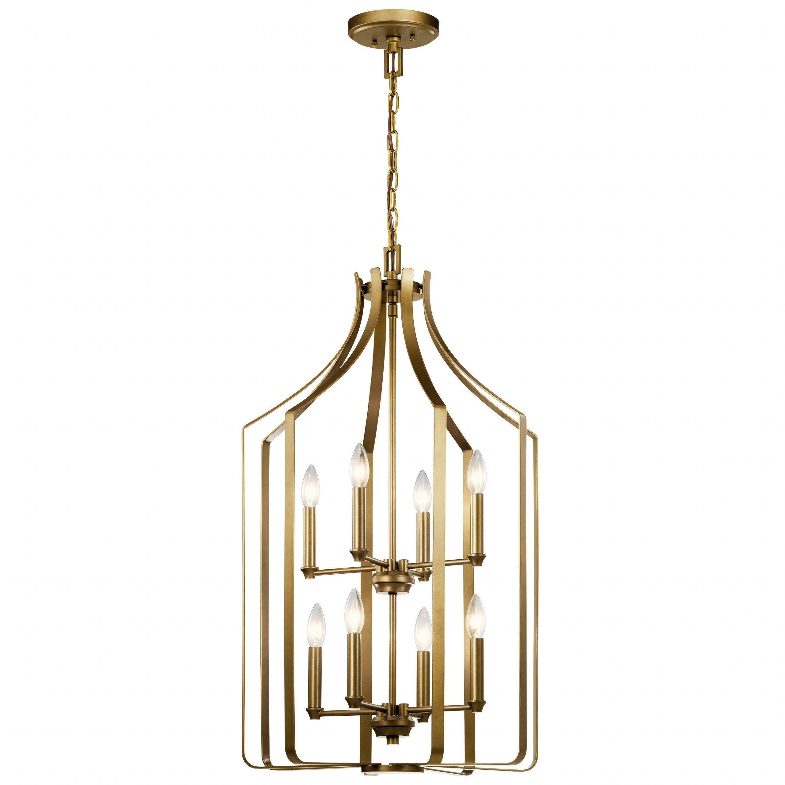 Preferred Natural Brass Foyer Lantern Chandeliers Regarding Kichler Lighting Morrigan 8 Light Foyer Chandelier Natural Brass – On Sale  – Overstock –  (View 1 of 15)