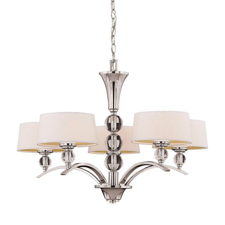 Shop Shandy 30 In 5 Light Polished Nickel Textured Glass Standard Chandelier  At Lowes (View 12 of 15)