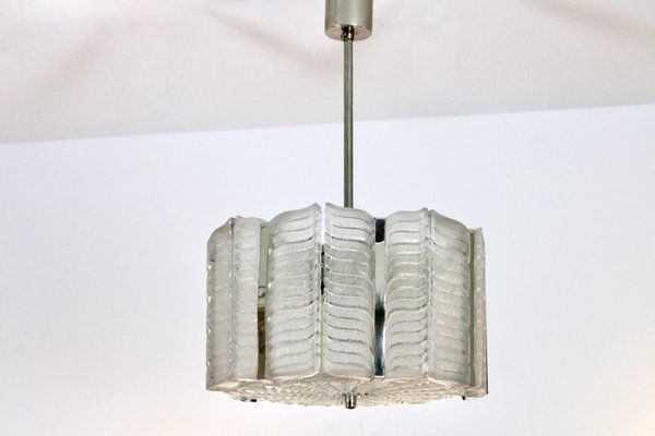 Textured Glass & Nickel Pendant From Kalmar For Sale At Pamono Within Most Up To Date Textured Nickel Lantern Chandeliers (View 5 of 15)