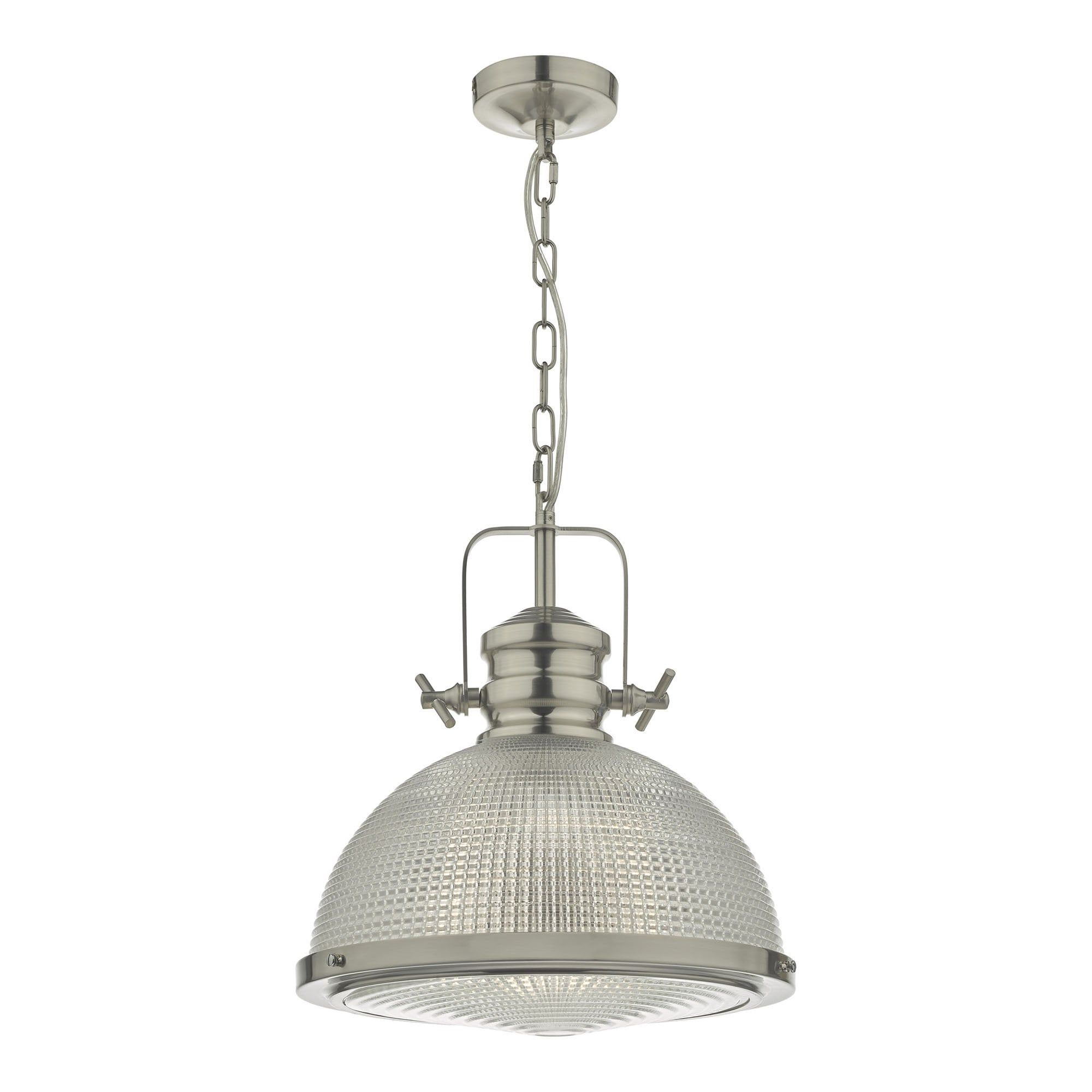 Textured Nickel Lantern Chandeliers For Well Known Industrial Ceiling Pendant Satin Nickel Textured Glass Lighting Lights (View 10 of 15)