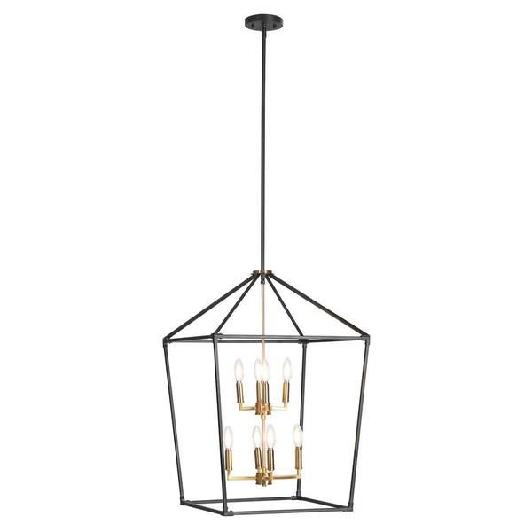 Trendy Tribesigns Way To Origin Bailey 8 Light Black Clean Lined Lantern Chandelier  With Iron Frame Pendant Light Without Shade Hd Sf0178 – The Home Depot With Black Iron Lantern Chandeliers (View 14 of 15)