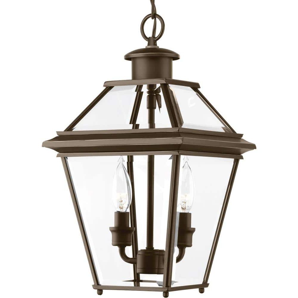 Two Light Lantern Chandeliers For Latest Progress Lighting Burlington Collection 2 Light Antique Bronze Clear  Beveled Glass New Traditional Outdoor Hanging Lantern Light P6537 20 – The  Home Depot (View 8 of 15)