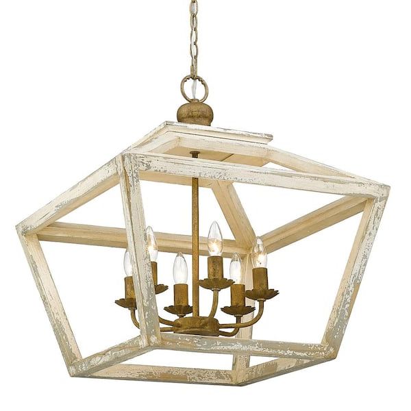 Well Known 13 Inch Lantern Chandeliers Inside Golden Lighting Haiden 6 Light Burnished Chestnut Lantern Pendant 0839 6 Bc  – The Home Depot (View 13 of 15)