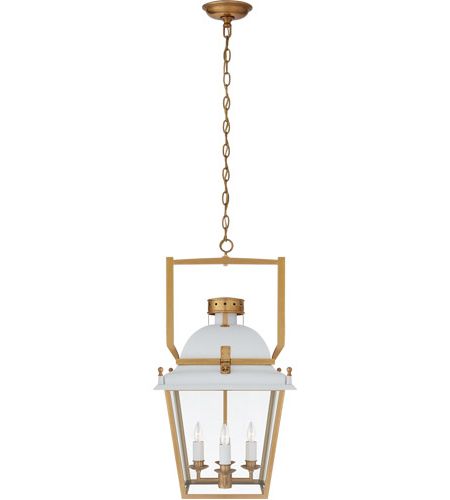 Well Known Burnished Brass Lantern Chandeliers With Regard To Visual Comfort Chc5108wht/ab Cg Chapman & Myers Coventry 4 Light 14 Inch  Matte White And Antique Burnished Brass Lantern Pendant Ceiling Light, Small (View 4 of 15)