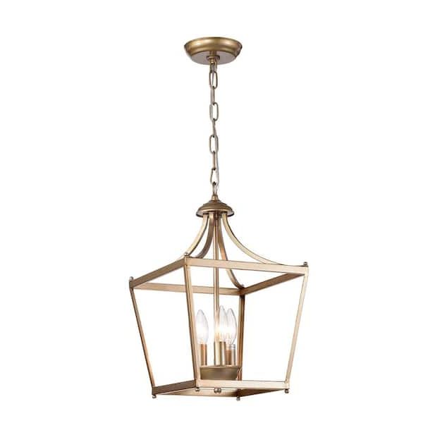 Well Known Gild Three Light Lantern Chandeliers Inside Warehouse Of Tiffany Sunsus 3 Light Gold Pendant Rl8243lbr – The Home Depot (View 13 of 15)