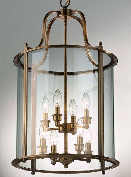 Well Known Hakka Large Antique Brass Hall Lantern With 8 Lights From Richard Hathaway  Lighting Pertaining To Aged Brass Lantern Chandeliers (View 4 of 15)