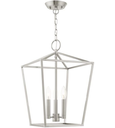 Well Known Livex Lighting 49433 91 Devone 3 Light 13 Inch Brushed Nickel Convertible  Semi Flush/lantern Ceiling Light Intended For 13 Inch Lantern Chandeliers (View 12 of 15)
