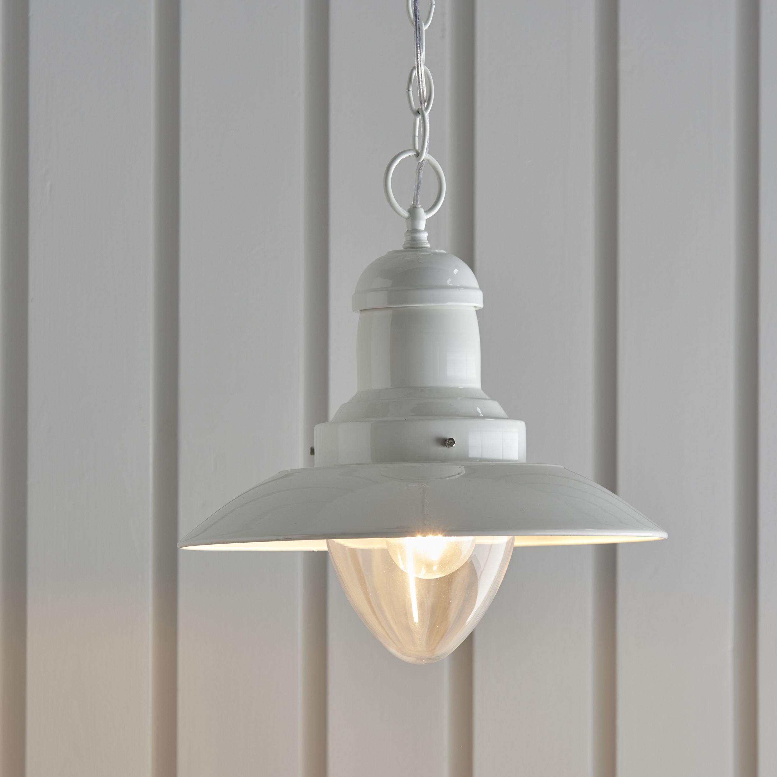Well Known Pendant Light – Finished In Gloss Cream & Clear Glass Within Gloss Cream Lantern Chandeliers (View 7 of 15)