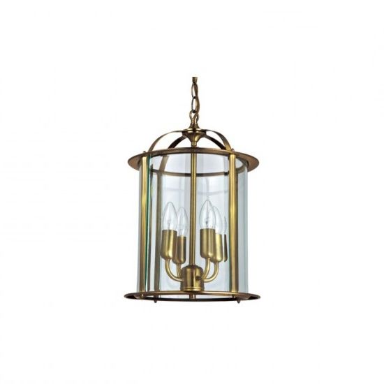 Well Liked Aged Brass Lantern Chandeliers Pertaining To 109073 005 Antique Brass With Glass 4 Light Lantern Pendant (View 14 of 15)