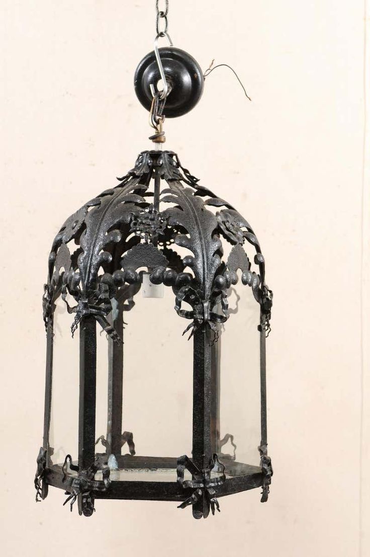 Well Liked French Iron Lantern Chandeliers Inside Antique French Hanging Black Iron Lantern With Ribbon And Floral Motif (View 4 of 15)