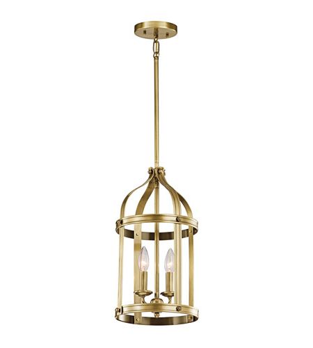 Well Liked Natural Brass Lantern Chandeliers In Kichler 43105nbr Steeplechase 2 Light 10 Inch Natural Brass Indoor Lantern  Pendant Ceiling Light (View 13 of 15)