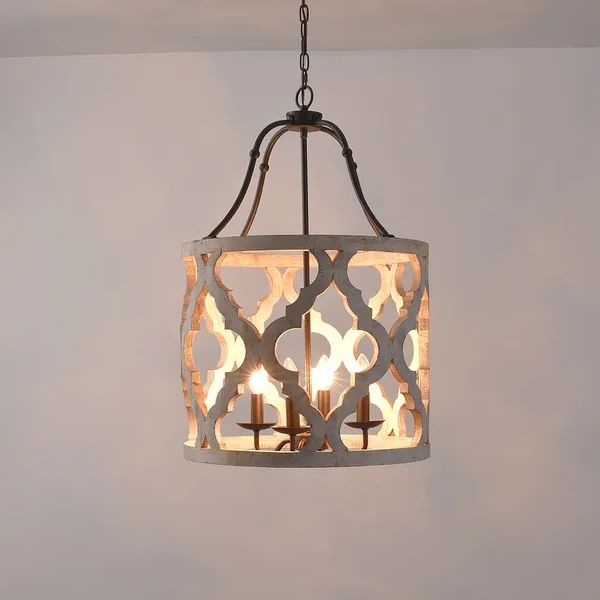 White Distressed Lantern Chandeliers Pertaining To Most Up To Date Boho Distressed White Carved Wood 4 Light Lantern Chandelier In Rust Homary (View 7 of 15)