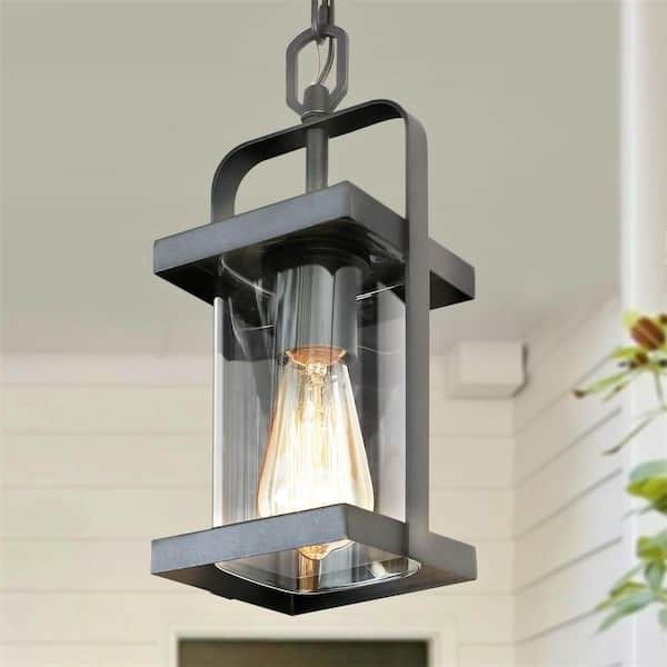 Widely Used Clear Glass Shade Lantern Chandeliers With Uolfin Modern Lantern Outdoor Hanging Light, Rhett 1 Light Rustic Black  Cage Outdoor Pendant Light With Clear Glass Shade 62817zbzyqz253p – The  Home Depot (View 6 of 15)