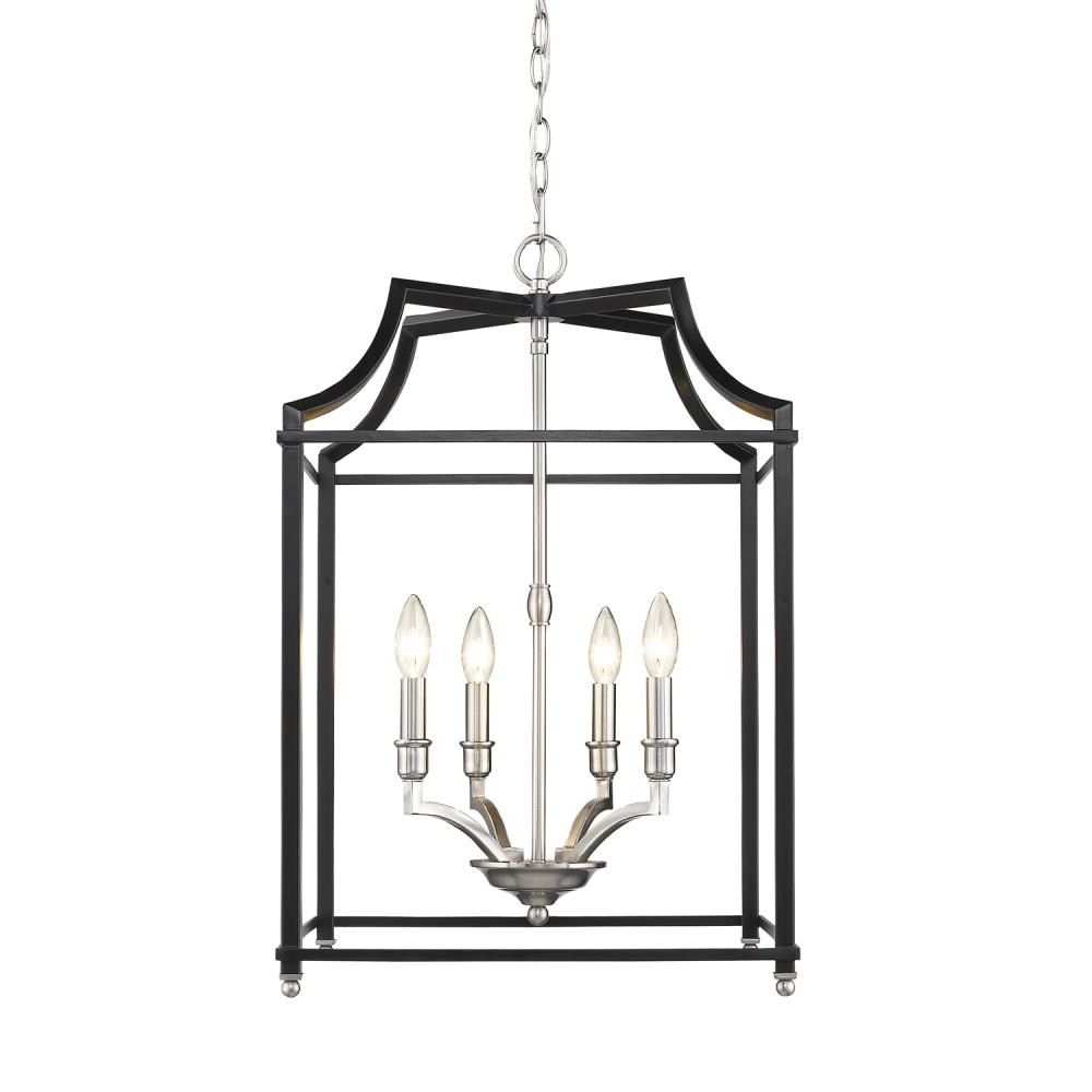 Widely Used Golden Lighting Leighton 4 Light Pewter Transitional Lantern Pendant Light  In The Pendant Lighting Department At Lowes Inside Blue Lantern Chandeliers (View 8 of 15)