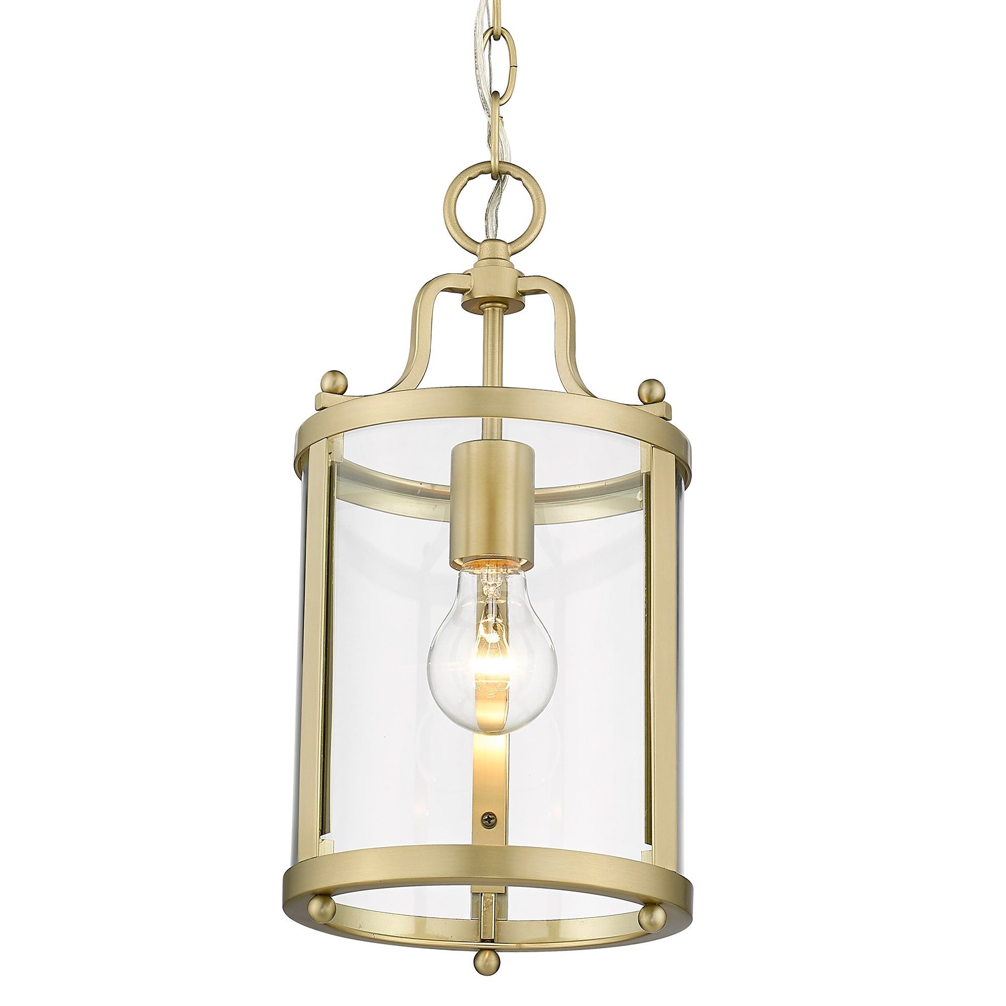 Widely Used Golden Lighting Payton Brushed Champagne Bronze Transitional Clear Glass  Lantern Pendant Light In The Pendant Lighting Department At Lowes Regarding Lantern Chandeliers With Transparent Glass (View 4 of 15)