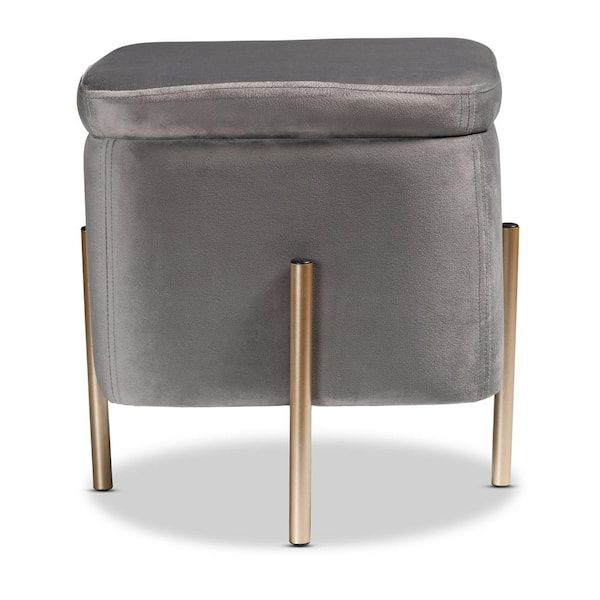 2019 Baxton Studio Aleron Grey And Gold Storage Ottoman 197 12214 Hd – The Home  Depot Throughout Gold Storage Ottomans (View 3 of 15)