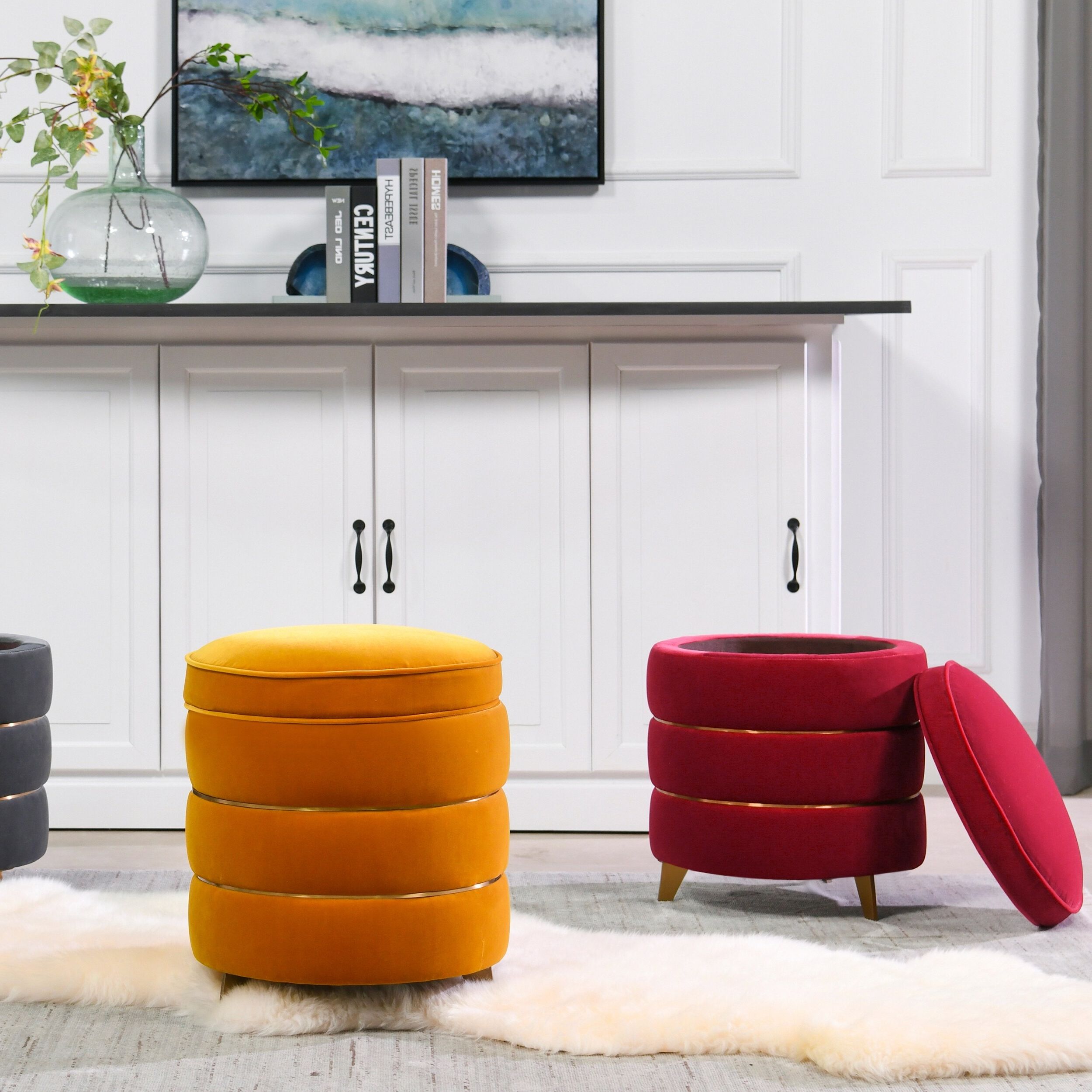 2019 Gold Storage Ottomans With Regard To Midas Performance Fabric Round Gold Ring Accent Storage Ottomanjennifer  Taylor Home – On Sale – Overstock –  (View 11 of 15)