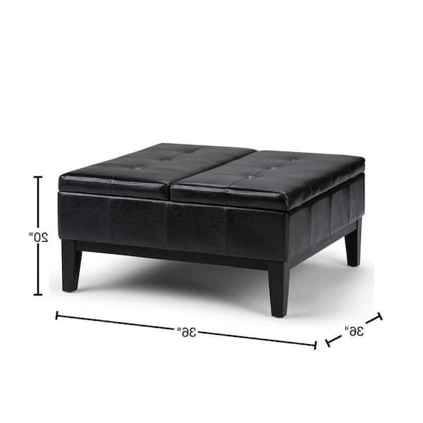 2020 Black Faux Leather Ottomans Regarding Simpli Home Dover 36 In (View 9 of 15)