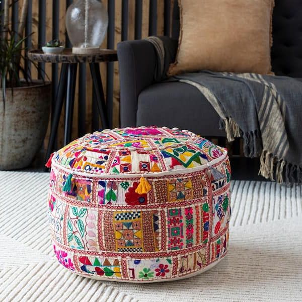 Artistic Weavers Siena Multi Color Accent Pouf Ottoman S00151051097 – The  Home Depot In 2019 Multicolor Ottomans (View 8 of 15)