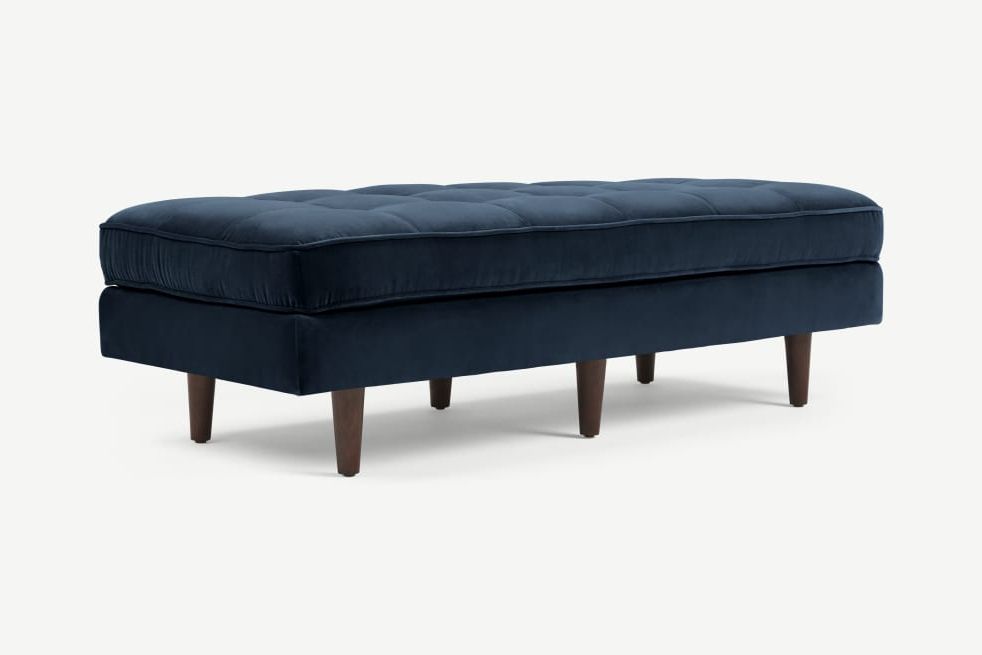 Bench Ottomans With Recent Scott Large Ottoman Bench Navy Blue Velvet (View 10 of 15)