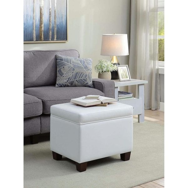 Best And Newest Convenience Concepts Designs4comfort Madison Ivory Faux Leather Upholstery Storage  Ottoman R9 178 – The Home Depot Throughout Ivory Faux Leather Ottomans (View 7 of 15)