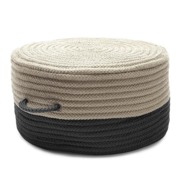 Best And Newest Natural Ottomans For Two Tone Black Woven Natural Pouf Ottoman (View 13 of 15)