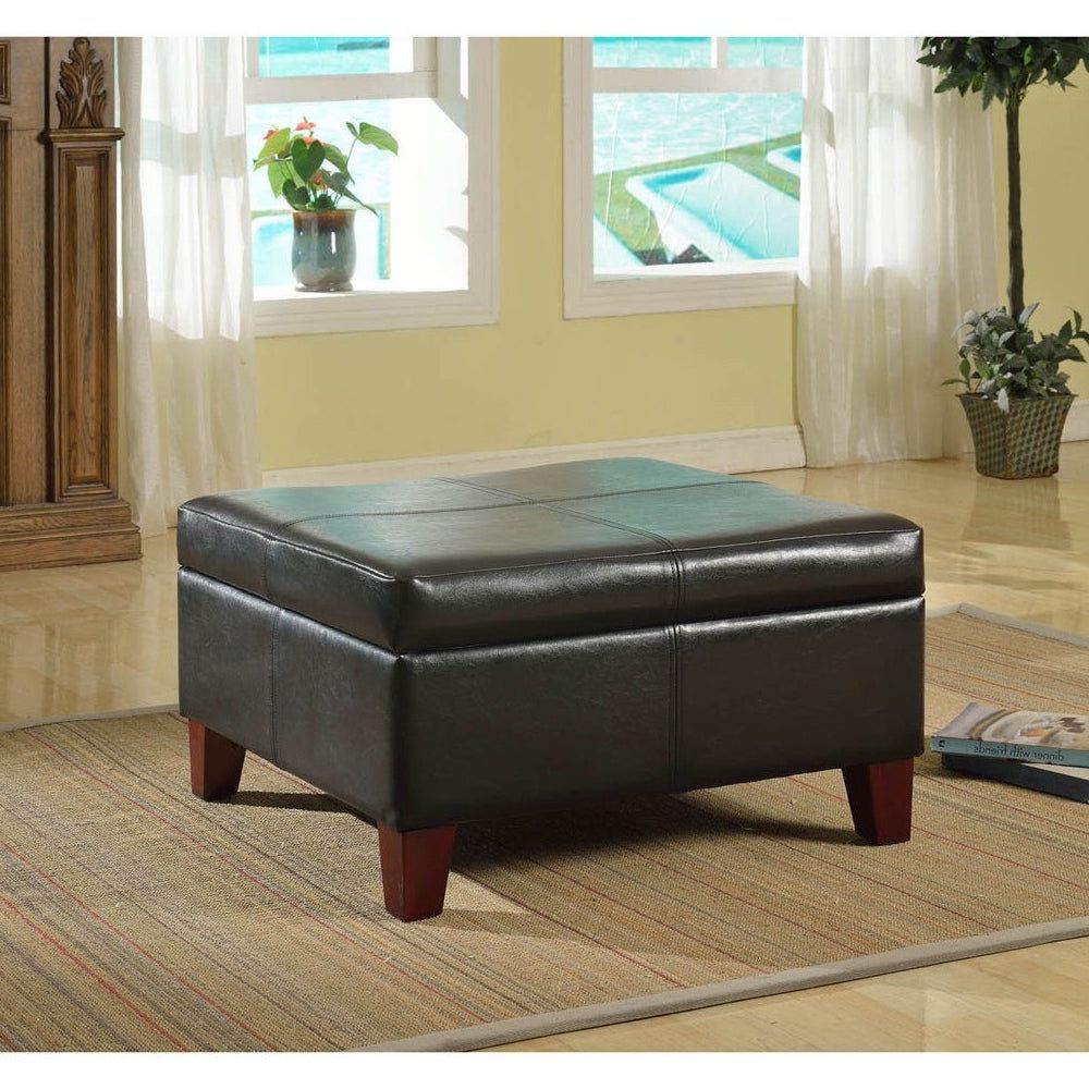 Black Faux Leather Ottomans In Most Recent Buy Black, Faux Leather Ottomans & Storage Ottomans Online At Overstock (View 4 of 15)