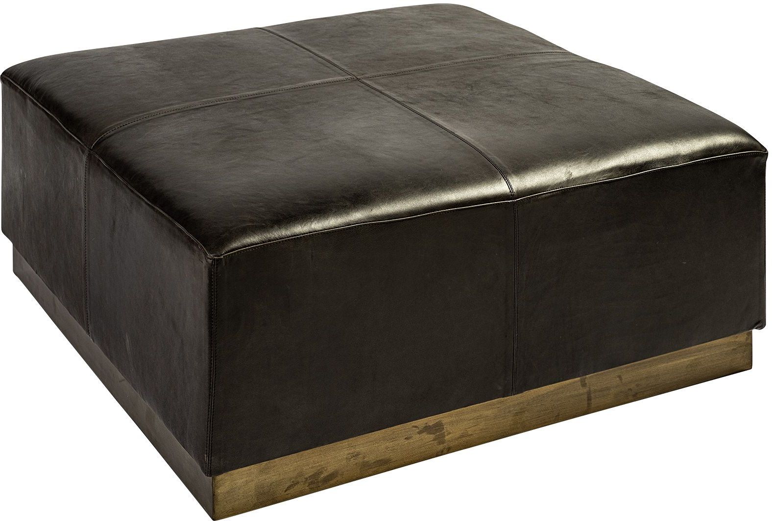 Black Leather Wrapped Ottomans Regarding Most Popular Mercana Minara Ottoman (square Black Leather Wrapped With Metal Base) –   (View 3 of 15)