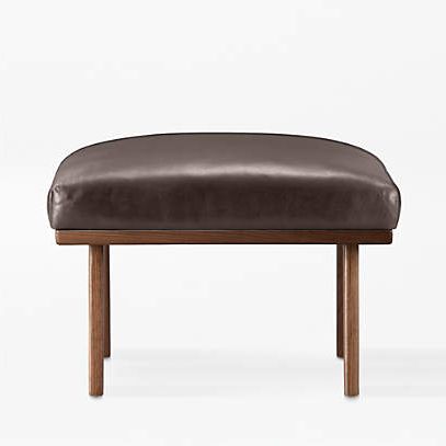 Cavett Leather Wood Frame Ottoman + Reviews (View 9 of 15)
