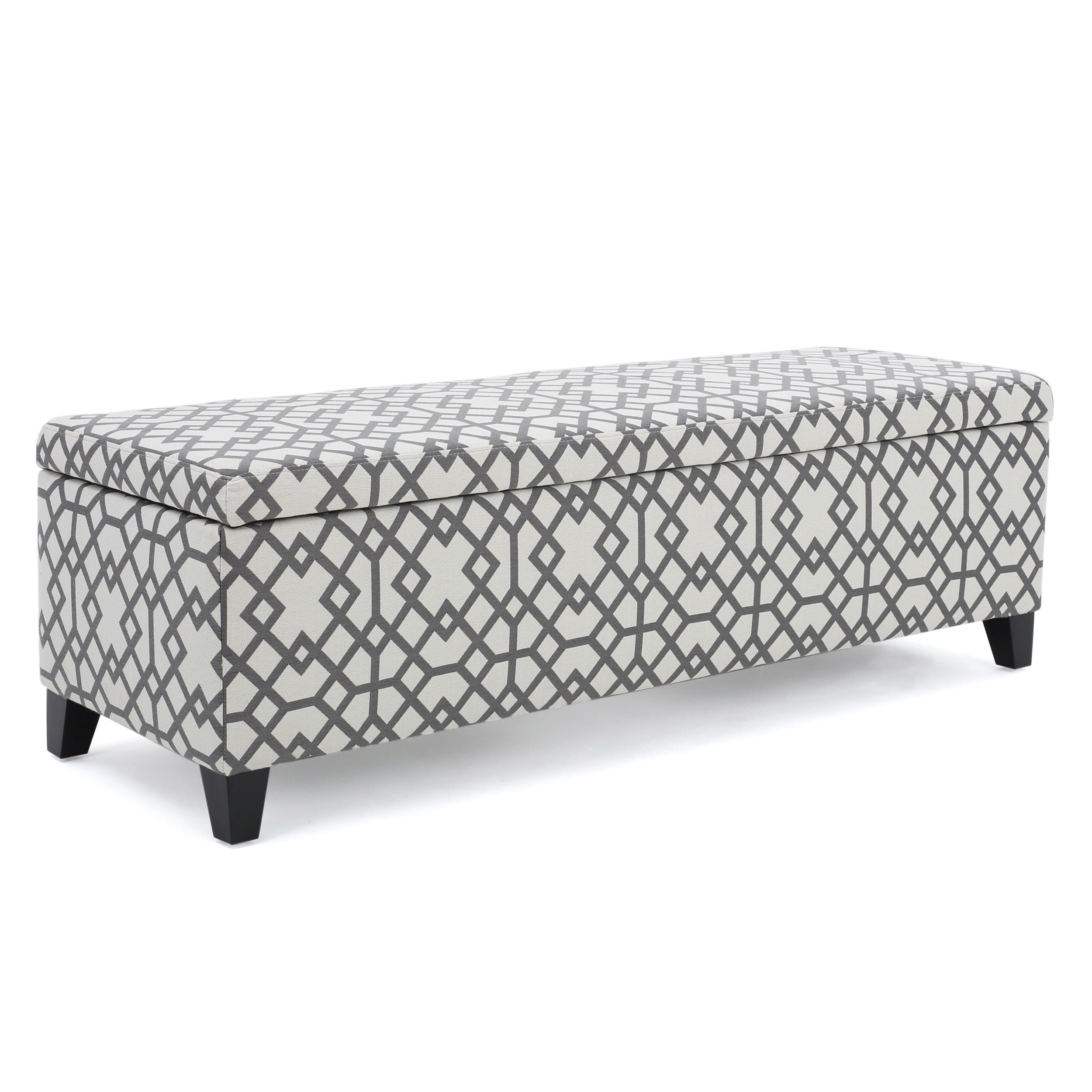 Clor Fabric Storage Ottoman, Grey Geometric – Walmart Intended For Most Popular Geometric Gray Ottomans (View 4 of 15)