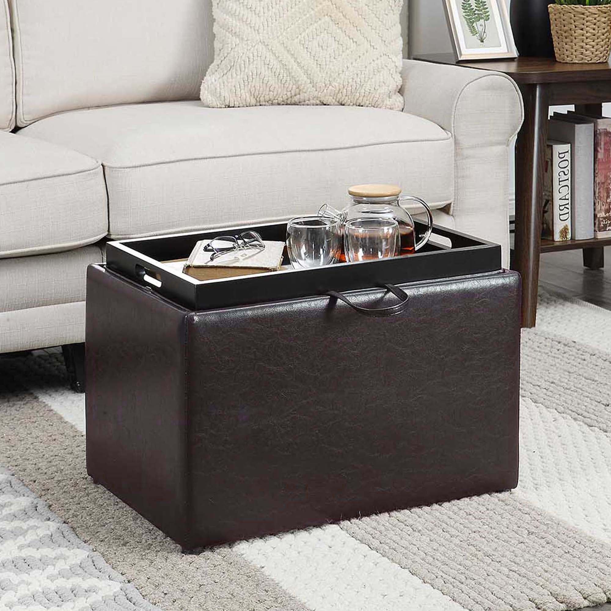 Convenience Concepts Designs4comfort Accent Storage Ottoman With Reversible  Tray – Walmart Throughout Widely Used Storage Ottomans With Reversible Trays (View 6 of 15)