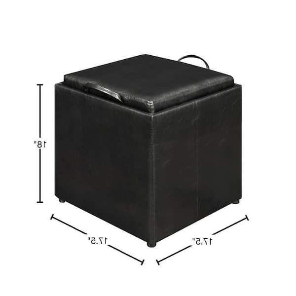 Convenience Concepts Designs4comfort Park Avenue Black Faux Leather Storage  Ottoman With Stool And Reversible Tray R8 111 – The Home Depot With Popular Ottomans With Stool And Reversible Tray (View 7 of 15)
