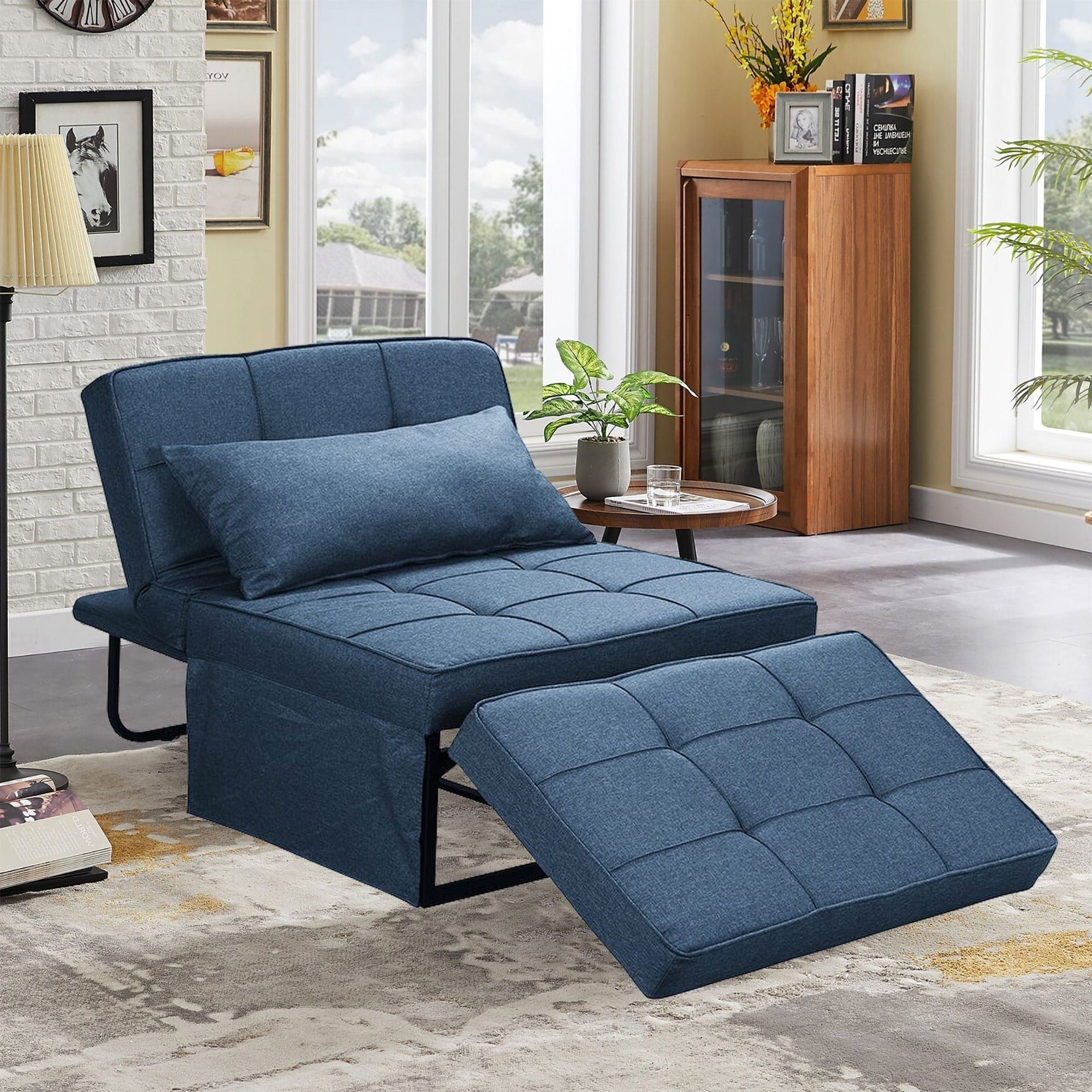 Convertible Sofa Bed Sleeper Sofa Chair Couch Folding Ottoman Back  Adjustable – On Sale – Overstock – 35665771 Pertaining To Well Liked Blue Folding Bed Ottomans (View 14 of 15)
