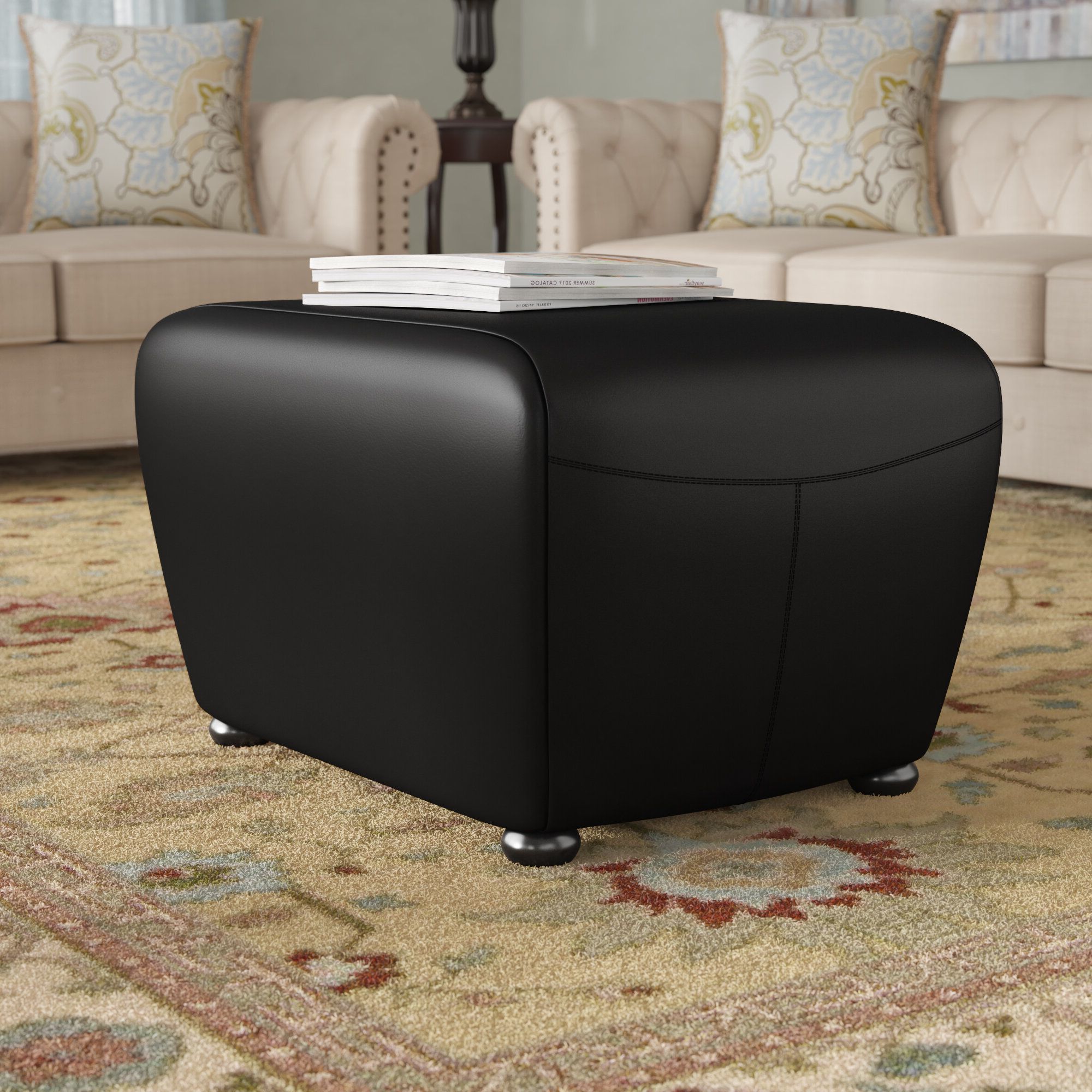 Darby Home Co Madeleine Vegan Leather Ottoman & Reviews – Wayfair Canada With Regard To Well Liked Black Leather Wrapped Ottomans (View 11 of 15)