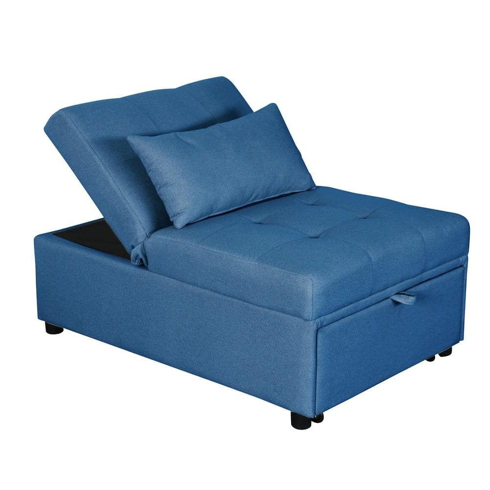 Famous Blue Folding Bed Ottomans Within Modern Folding Blue Ottoman Sofa Bed Yymd Ca 56 – The Home Depot (View 9 of 15)