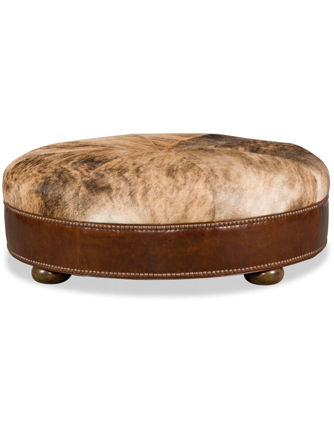 Famous Fabric Upholstered Ottomans With Regard To Round Ottoman Stool Leather & Fabric Upholstered (View 8 of 15)