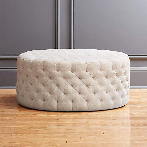 Famous Upholstered Ottomans Pertaining To Natural Round Tufted Ottoman + Reviews (View 9 of 15)
