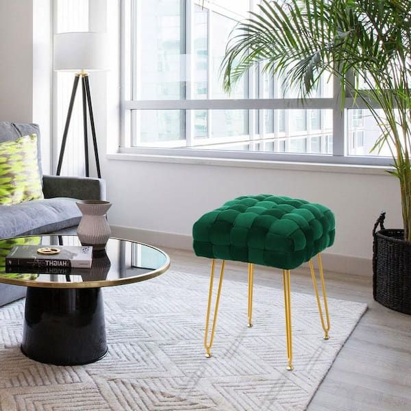 Fashionable Dark Green Ottomans With Regard To Lue Bona 18.5 In (View 4 of 15)