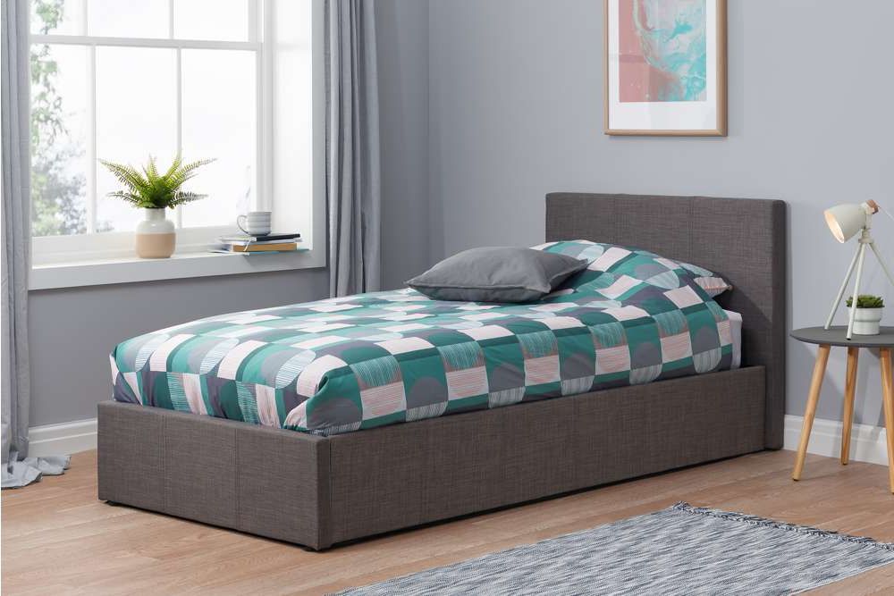 Fashionable Single Ottomans Regarding Berlin Single Ottoman Bed Frame – Grey – Clyde Bed Centre (View 10 of 15)