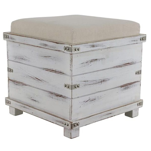 Fashionable White Wash Ottomans With Decor Therapy Hadley White Washed Storage Ottoman Fr8846 – The Home Depot (View 3 of 15)