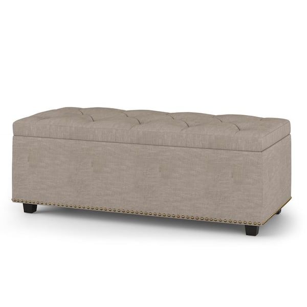 Favorite Simpli Home Hamilton Natural Lift Top Rectangular Storage Ottoman  Axcot 239lt  Nl – The Home Depot Within Natural Ottomans (View 15 of 15)