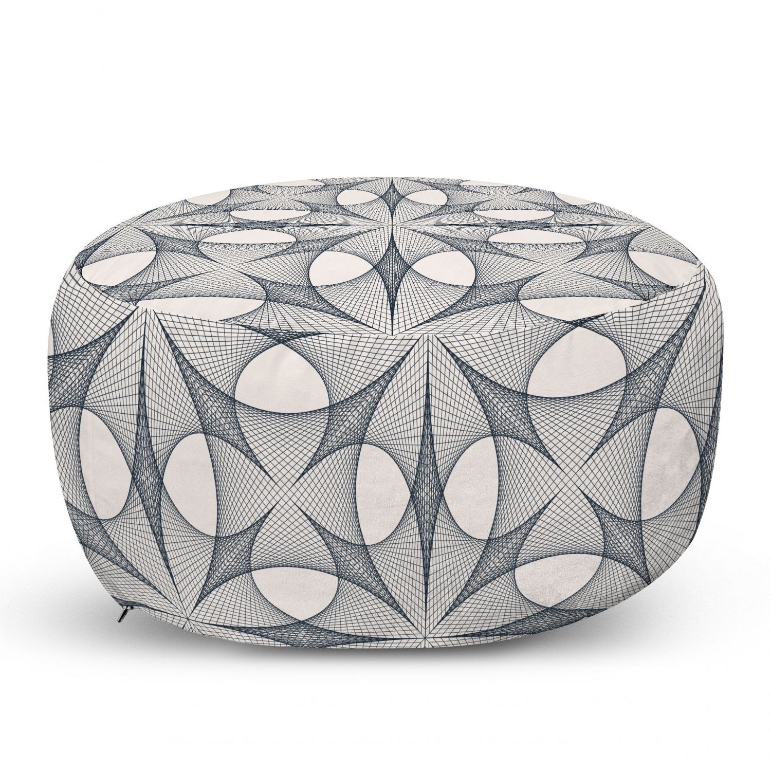 Geometric Ottoman Pouf, Angular Shapes With Stripes Monochrome Illustration  Ornamental Line Art, Decorative Soft Foot Rest With Removable Cover Living  Room And Bedroom, Ivory And Black,ambesonne – Walmart Intended For Most Popular Soft Ivory Geometric Ottomans (View 11 of 15)