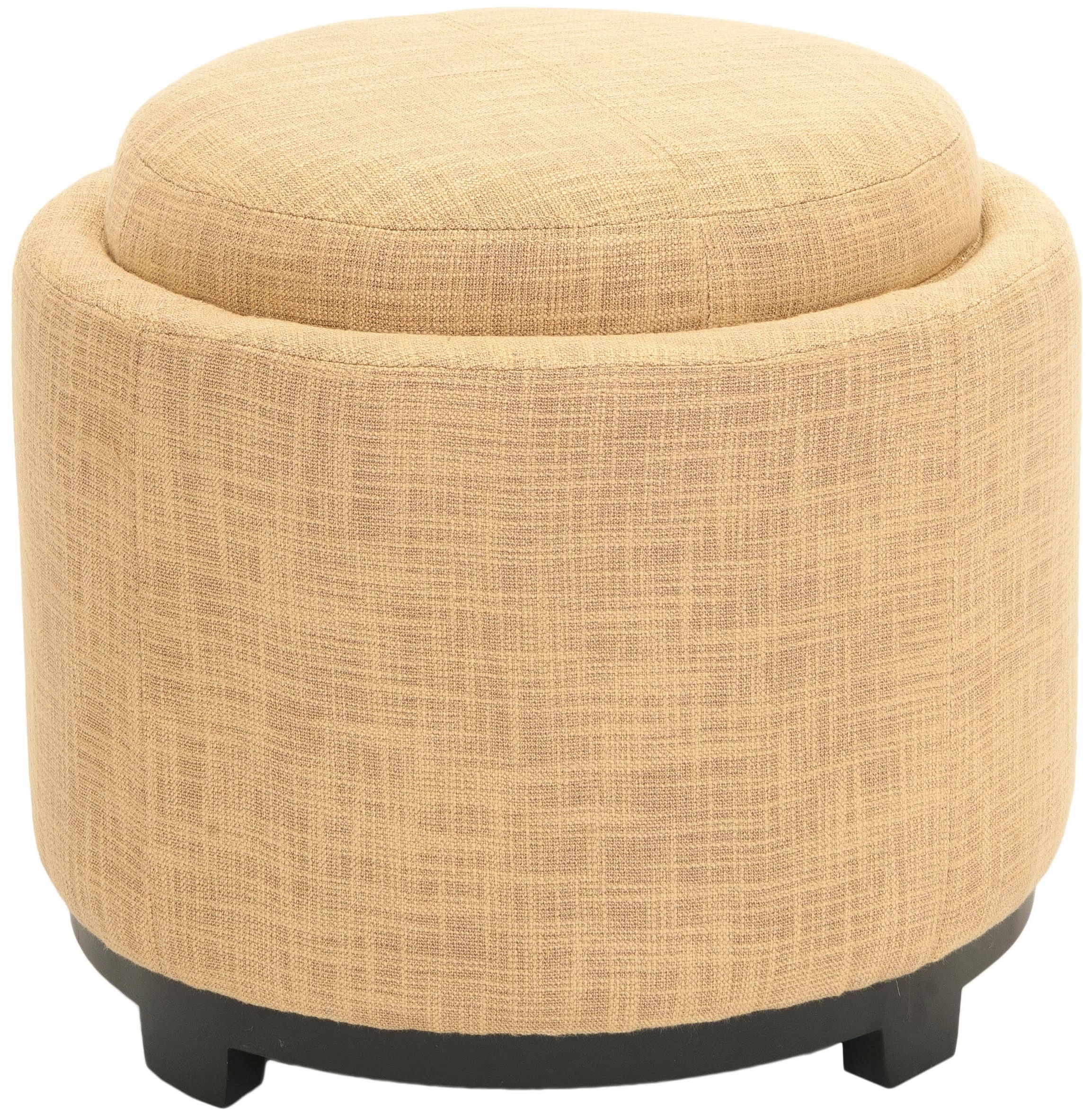 Gold Storage Ottomans Regarding Well Known Safavieh Chelsea Casual Gold Round Storage Ottoman In The Ottomans & Poufs  Department At Lowes (View 1 of 15)