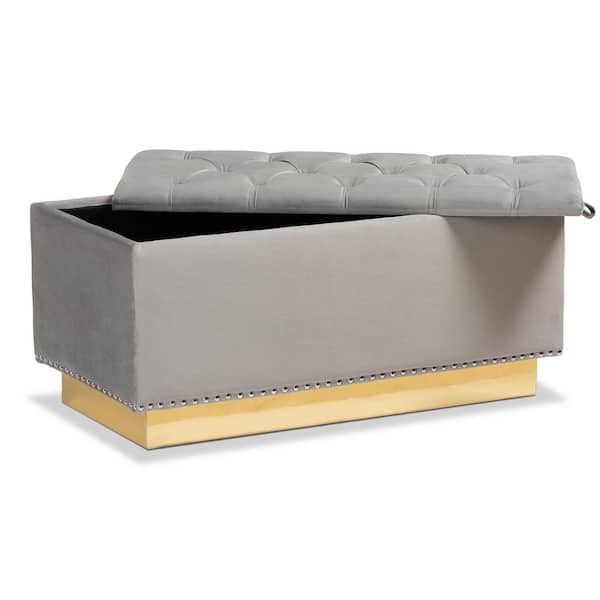 Gold Storage Ottomans With Most Up To Date Baxton Studio Powell Grey And Gold Storage Ottoman 175 11236 Hd – The Home  Depot (View 2 of 15)