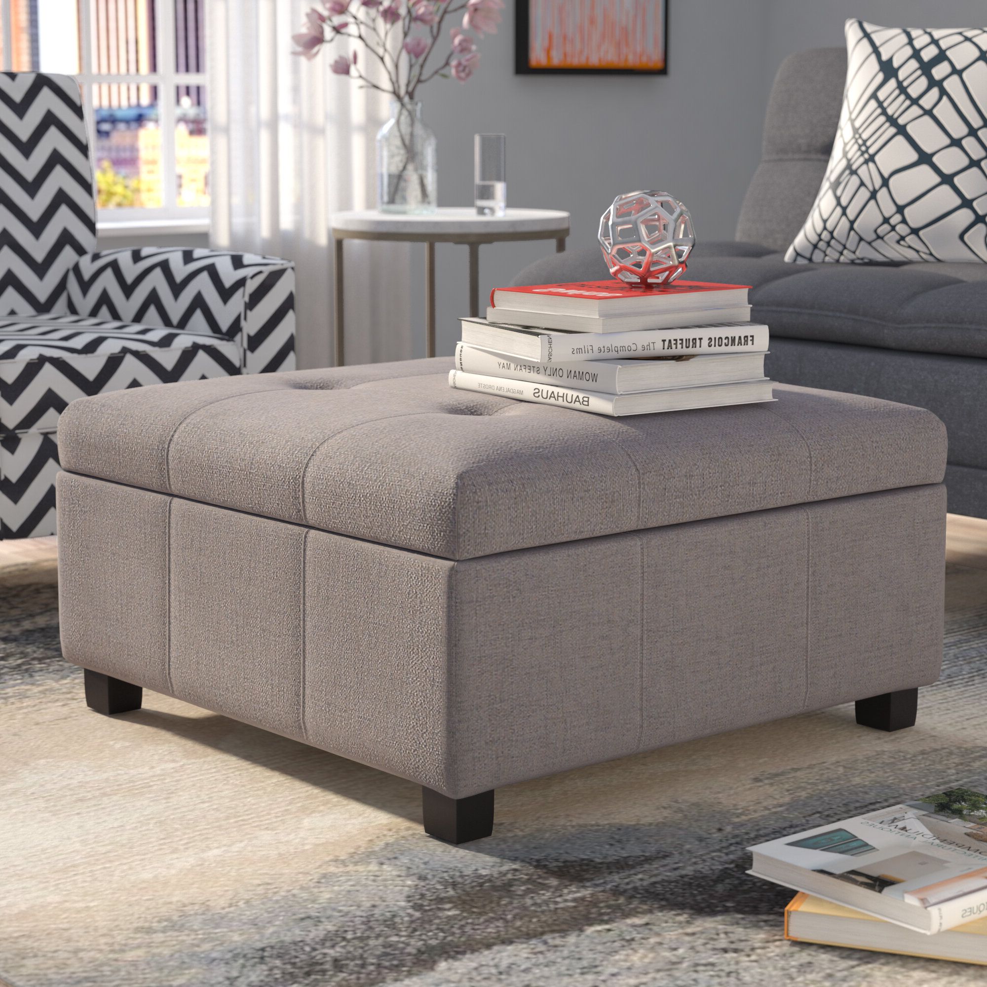 Gray Ottomans Intended For 2020 Wade Logan® Jamil Upholstered Storage Ottoman & Reviews (View 12 of 15)